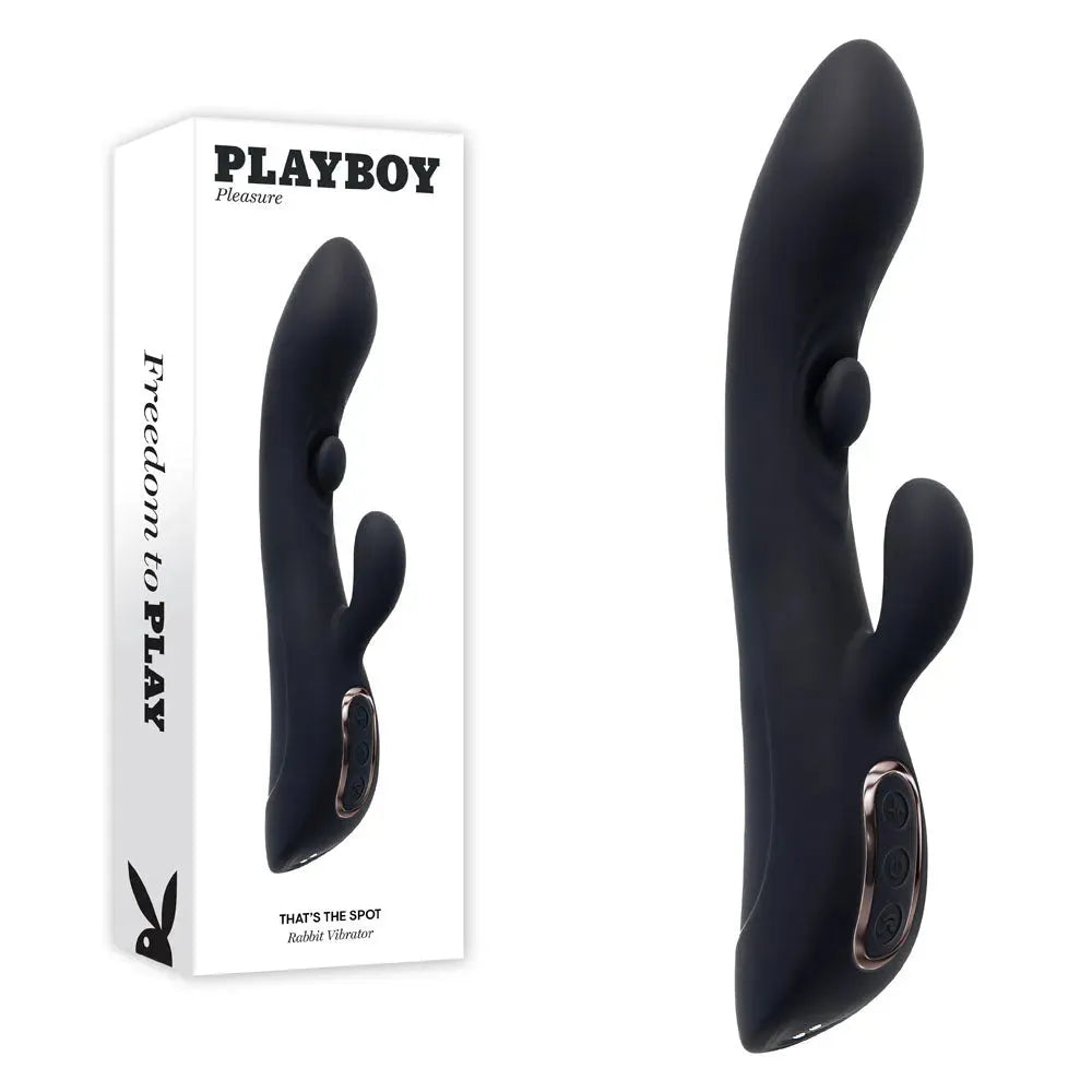 Playboy Pleasure THATS THE SPOT - 23.3 cm USB Rechargeable Rabbit Vibrator with G-Spot Tapper - Take A Peek