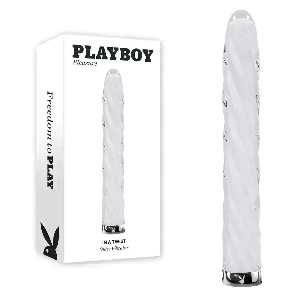 Playboy Pleasure IN A TWIST - Glass 17.5 cm USB Rechargeable Vibrator - Take A Peek