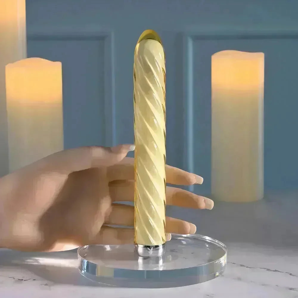 Playboy Pleasure TWIST OF FATE - Glass 17.5 cm USB Rechargeable Vibrator - Take A Peek