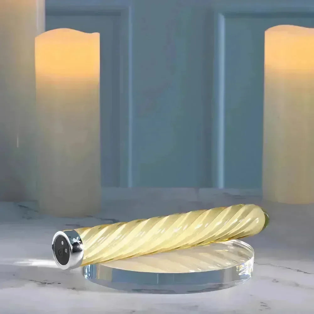 Playboy Pleasure TWIST OF FATE - Glass 17.5 cm USB Rechargeable Vibrator - Take A Peek