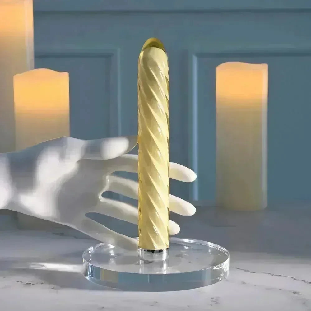 Playboy Pleasure TWIST OF FATE - Glass 17.5 cm USB Rechargeable Vibrator - Take A Peek
