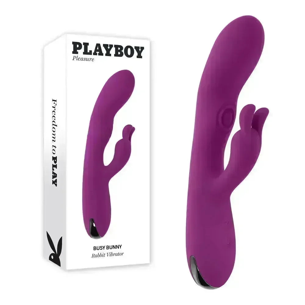Playboy Pleasure BUSY BUNNY - 22.6 cm USB Rechargeable Rabbit Vibrator with Tapping Shaft - Take A Peek