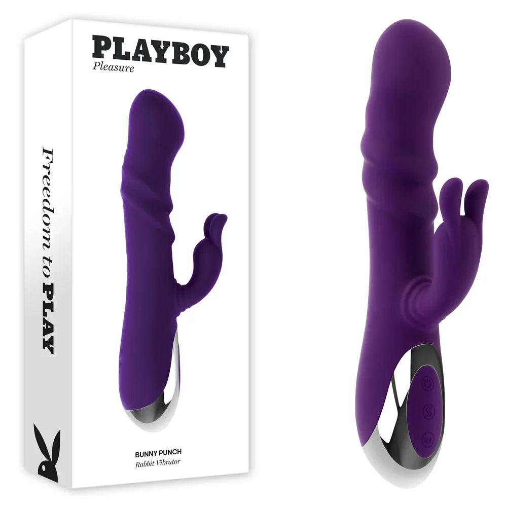 Playboy Pleasure BUNNY PUNCH - 24.4 cm USB Rechargeable Twirling Rabbit Vibrator - Take A Peek