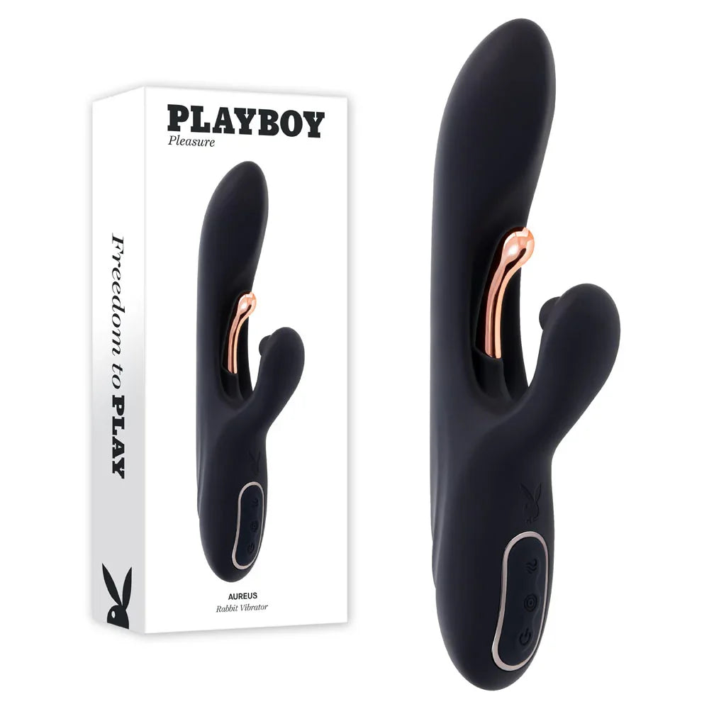 Playboy Pleasure AUREUS - 22.7 cm USB Rechargeable Rabbit Vibrator with Internal Flicker - Take A Peek