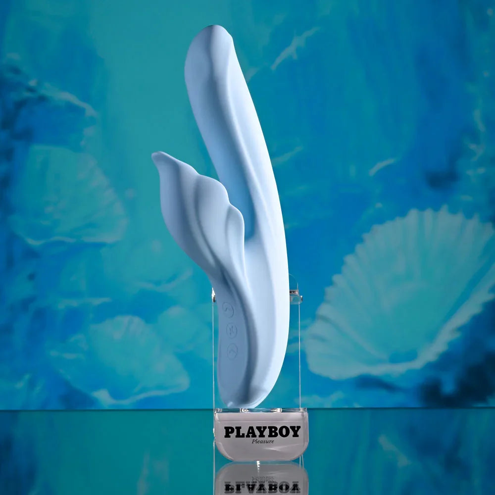 Playboy Pleasure IN BLOOM - 23.5 cm USB Rechargeable Thrusting Tapping & Heating Dual Vibrator - Take A Peek