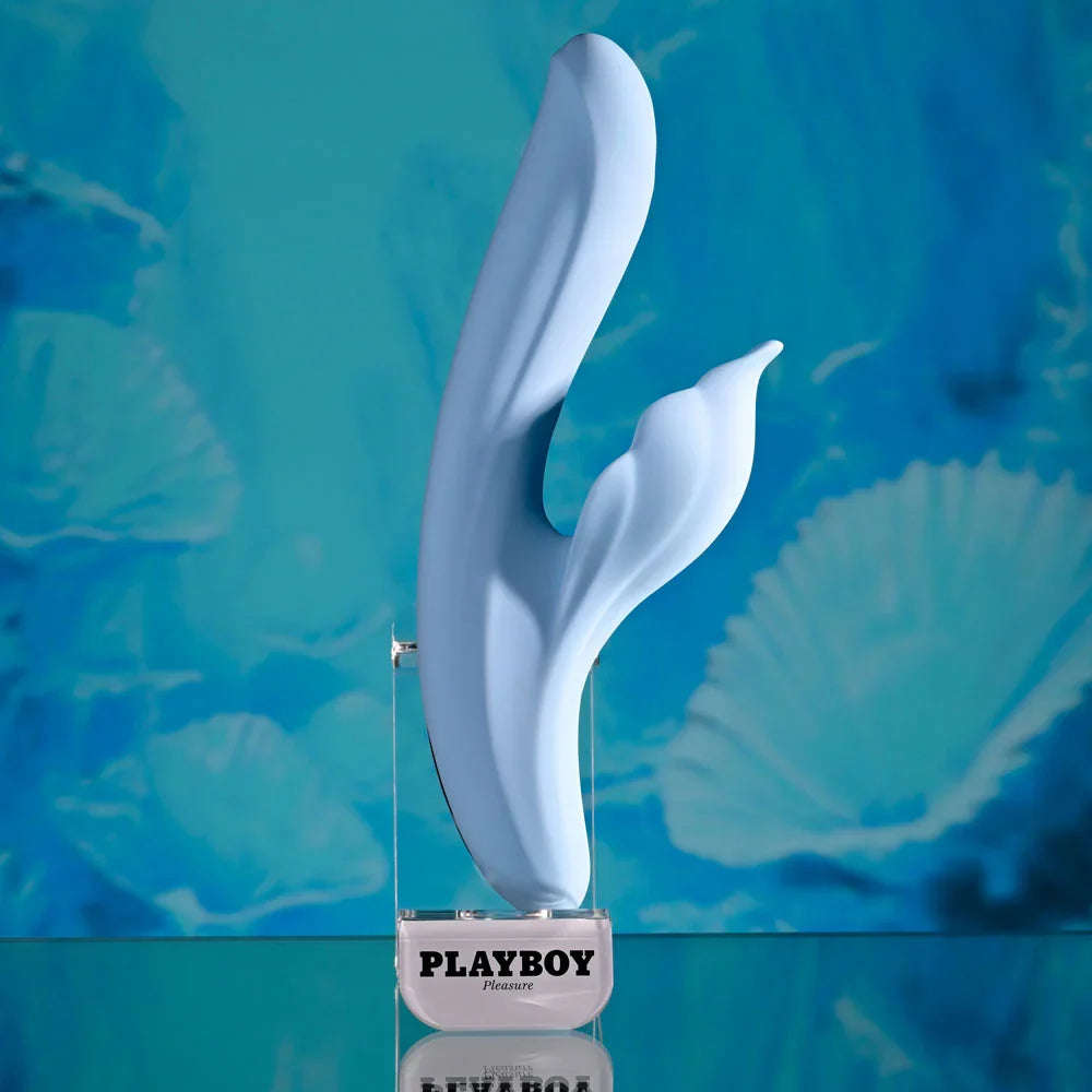Playboy Pleasure IN BLOOM - 23.5 cm USB Rechargeable Thrusting Tapping & Heating Dual Vibrator - Take A Peek