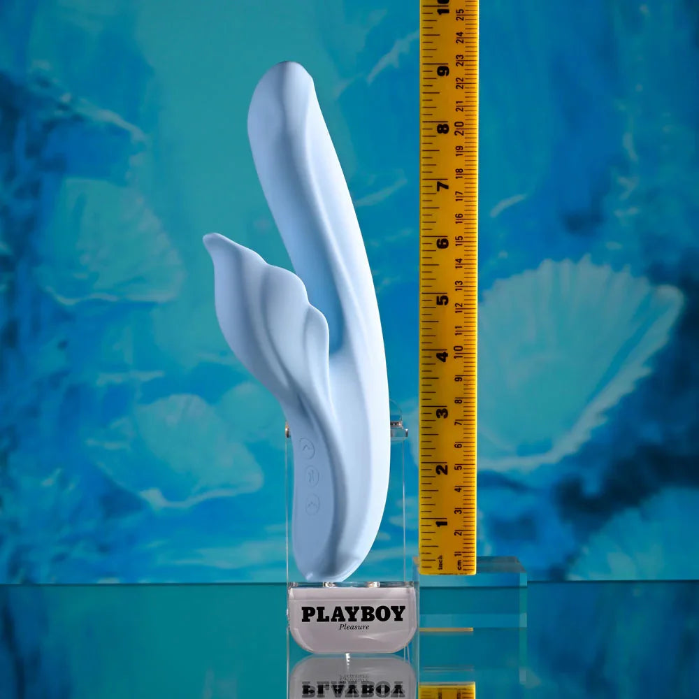 Playboy Pleasure IN BLOOM - 23.5 cm USB Rechargeable Thrusting Tapping & Heating Dual Vibrator - Take A Peek
