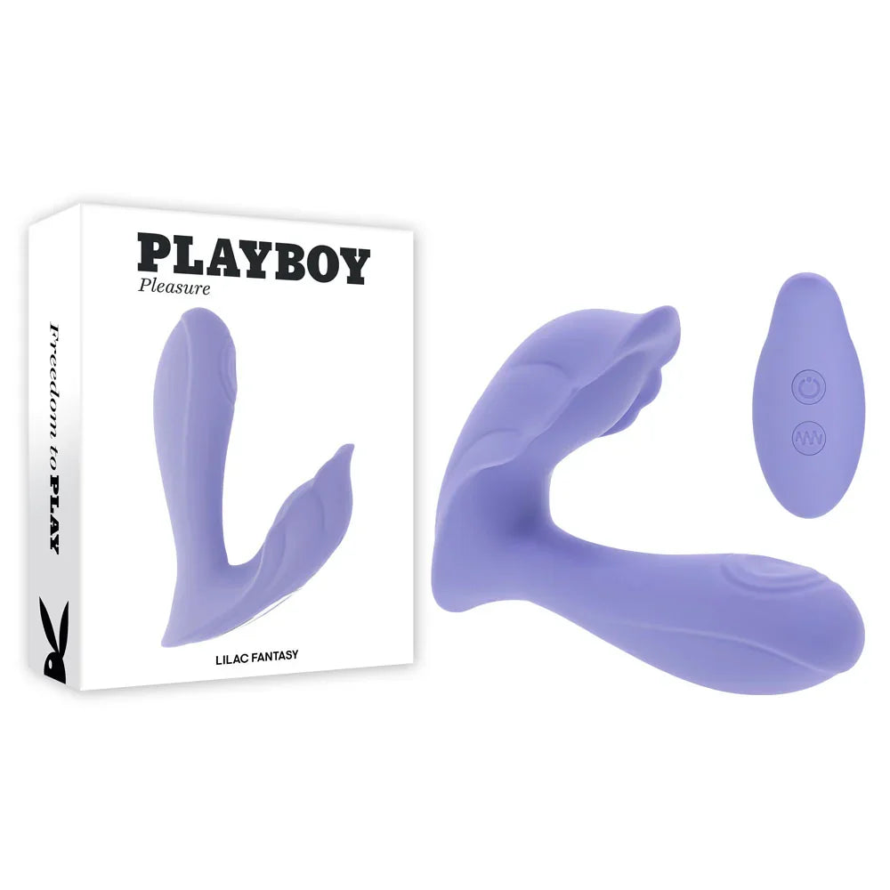 Playboy Pleasure LILAC FANTASY - 13.5 cm USB Rechargeable Tapping Vibrator with Remote - Take A Peek