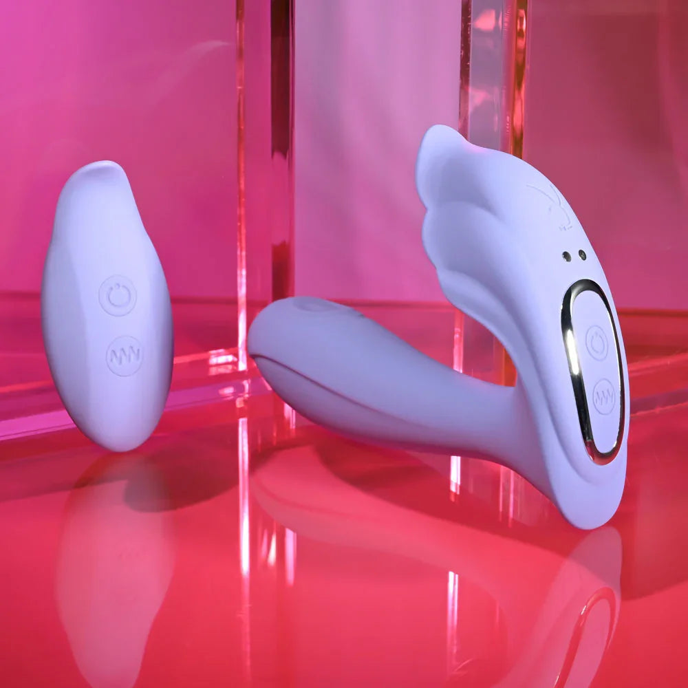 Playboy Pleasure LILAC FANTASY - 13.5 cm USB Rechargeable Tapping Vibrator with Remote - Take A Peek