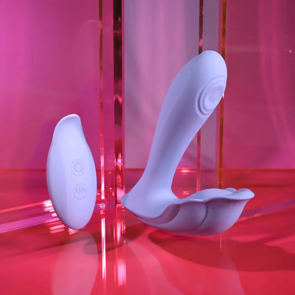 Playboy Pleasure LILAC FANTASY - 13.5 cm USB Rechargeable Tapping Vibrator with Remote - Take A Peek