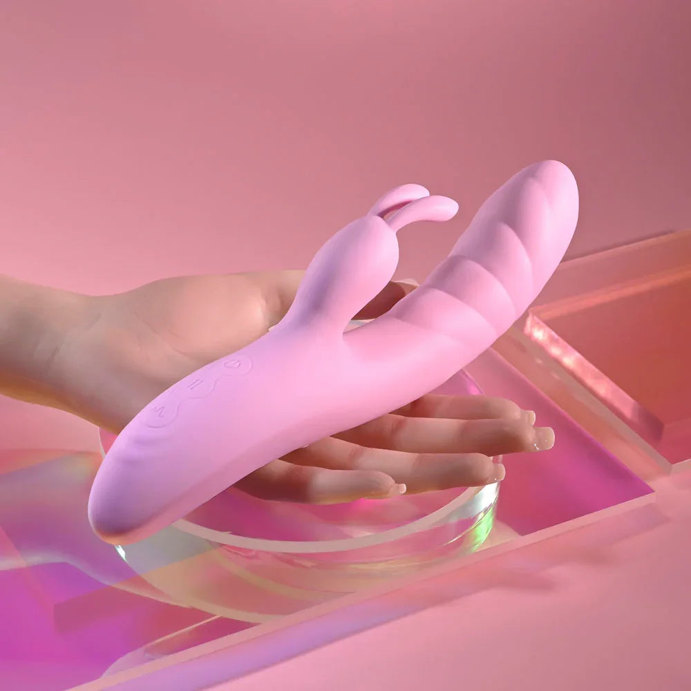 Playboy Pleasure RUB ME RIGHT - 23.2 cm USB Rechargeable Thrusting Rabbit Vibrator - Take A Peek