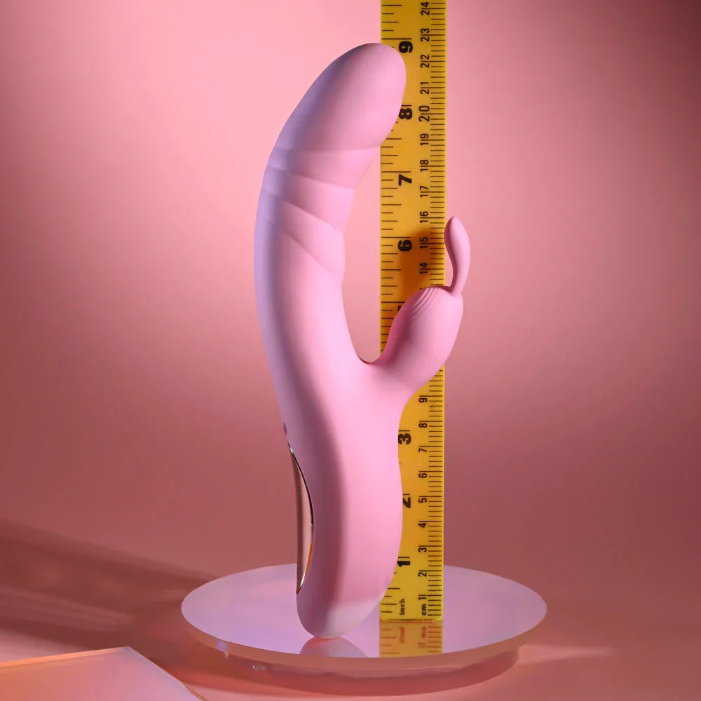 Playboy Pleasure RUB ME RIGHT - 23.2 cm USB Rechargeable Thrusting Rabbit Vibrator - Take A Peek