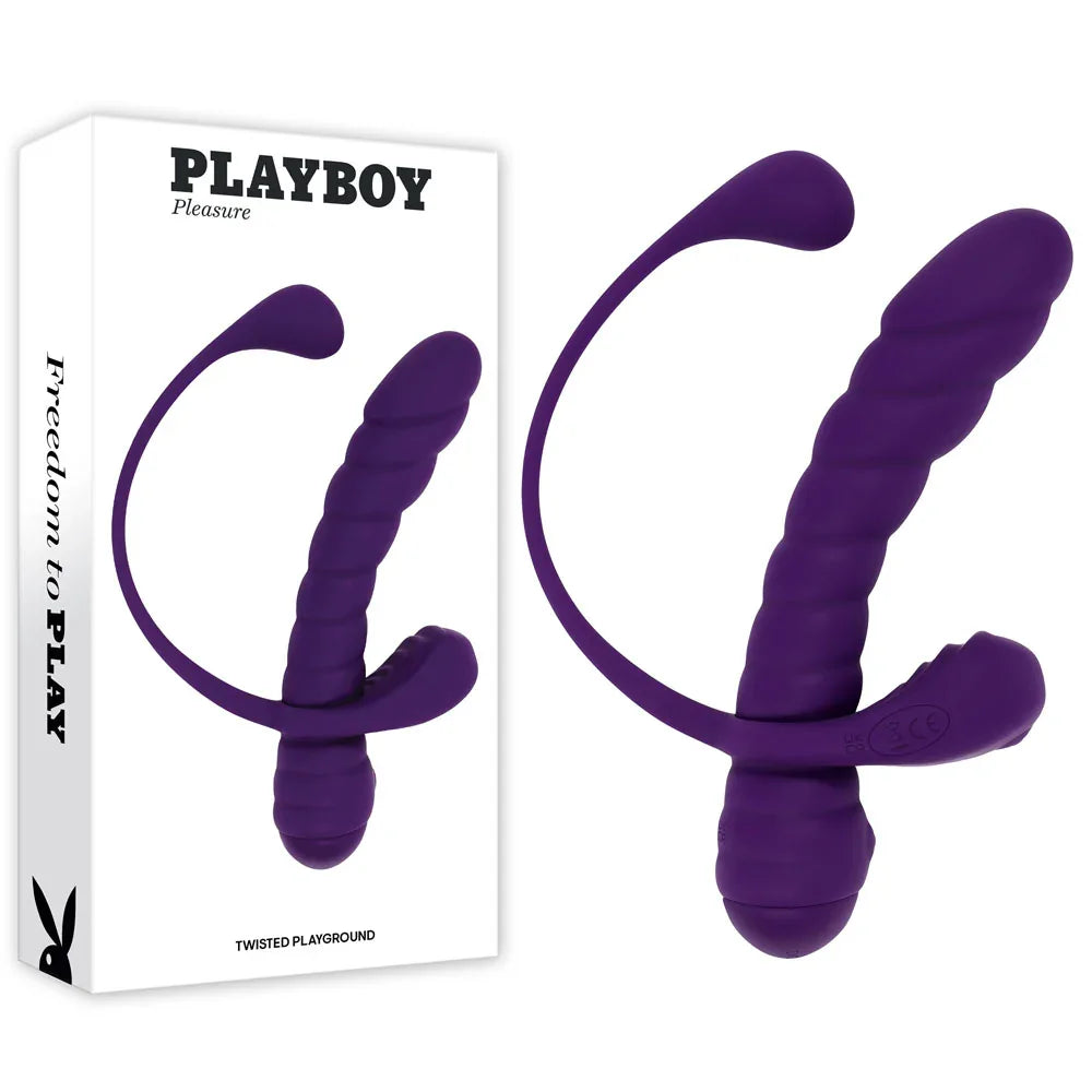 Playboy Pleasure TWISTED PLAYGROUND - USB Rechargeable Vibrator and Cock Ring Kit - Take A Peek
