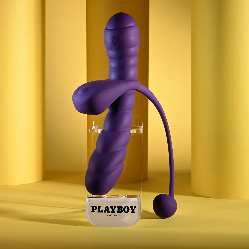 Playboy Pleasure TWISTED PLAYGROUND - USB Rechargeable Vibrator and Cock Ring Kit - Take A Peek