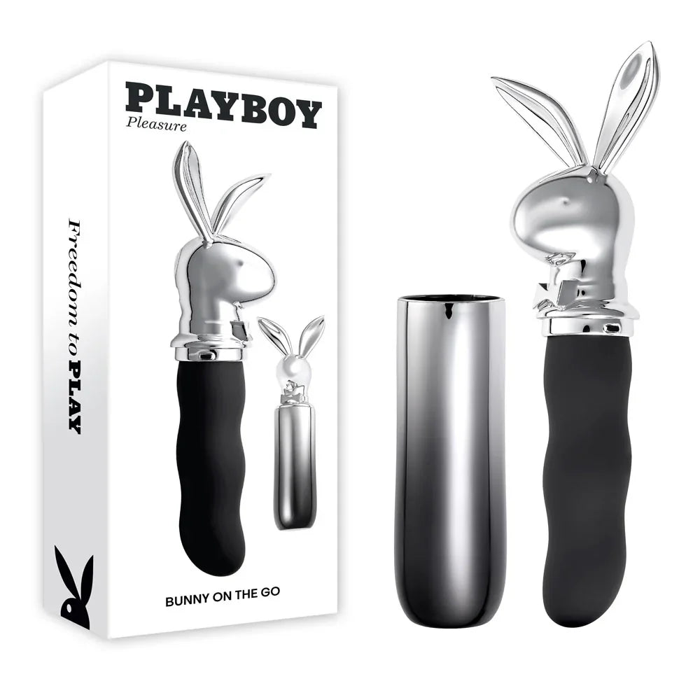 Playboy Pleasure BUNNY ON THE GO - /Chrome 18.6 cm USB-C Rechargeable Vibrator - Take A Peek