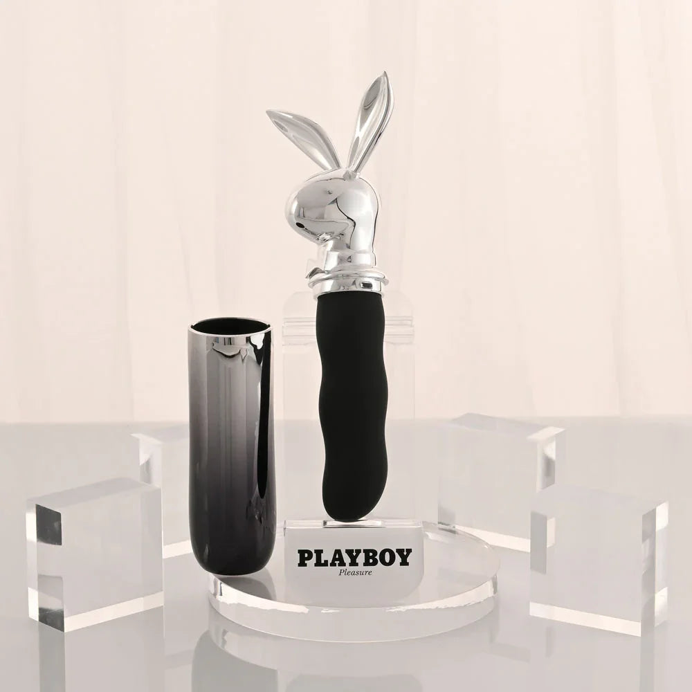 Playboy Pleasure BUNNY ON THE GO - /Chrome 18.6 cm USB-C Rechargeable Vibrator - Take A Peek