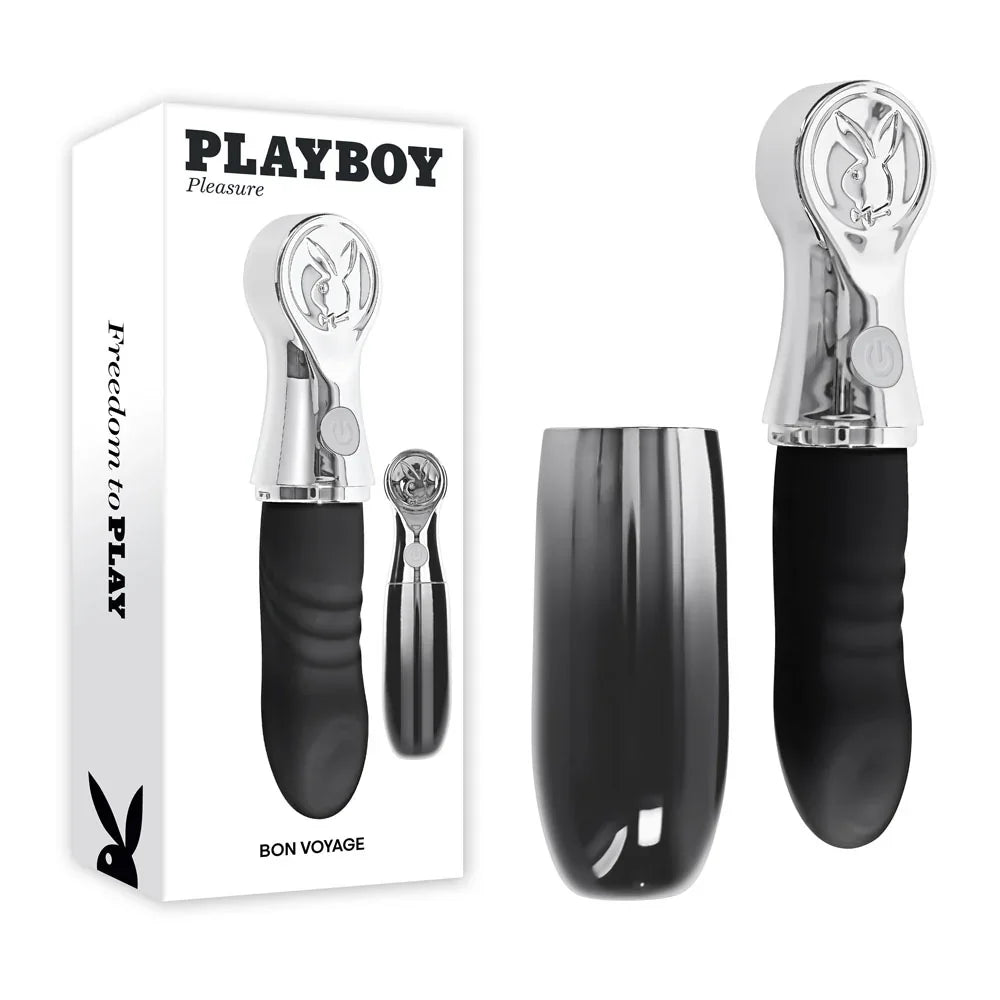 Playboy Pleasure BON VOYAGE - /Chrome 18.7 cm USB-C Rechargeable Tapping Vibrator - Take A Peek