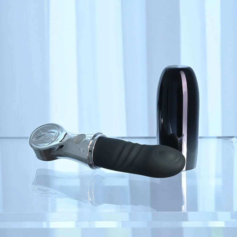 Playboy Pleasure BON VOYAGE - /Chrome 18.7 cm USB-C Rechargeable Tapping Vibrator - Take A Peek
