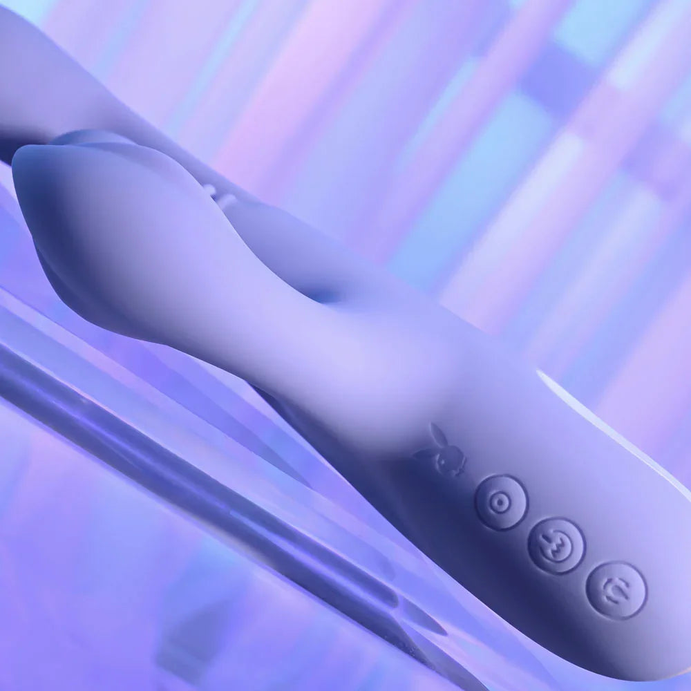 Playboy Pleasure NUBBIN RUBBIN - 24.1 cm USB Rechargeable Thrusting Rabbit Vibrator - Take A Peek
