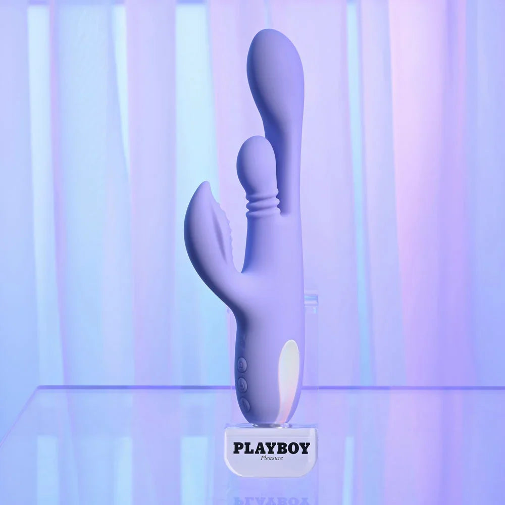 Playboy Pleasure NUBBIN RUBBIN - 24.1 cm USB Rechargeable Thrusting Rabbit Vibrator - Take A Peek