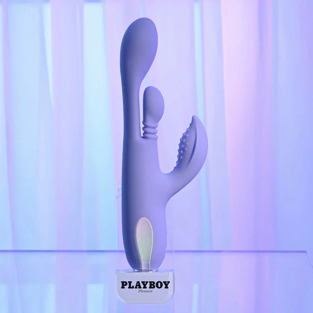 Playboy Pleasure NUBBIN RUBBIN - 24.1 cm USB Rechargeable Thrusting Rabbit Vibrator - Take A Peek
