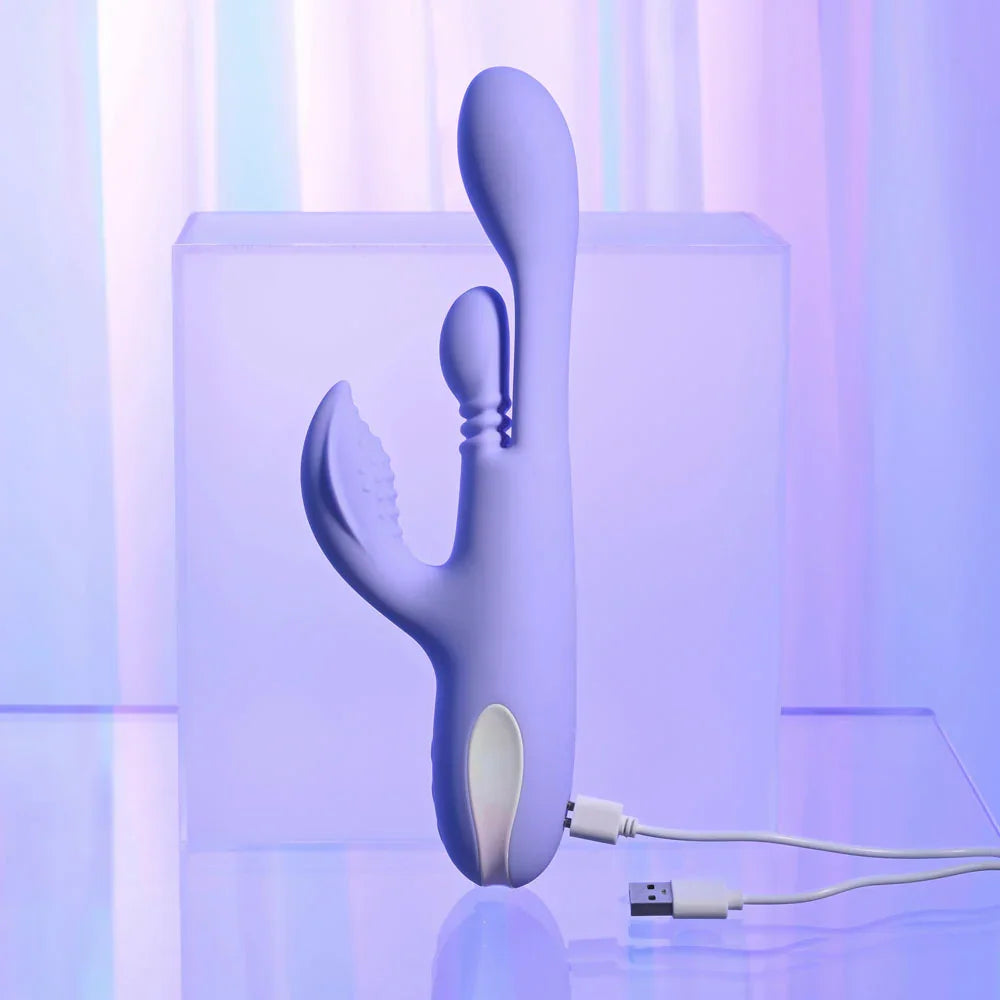 Playboy Pleasure NUBBIN RUBBIN - 24.1 cm USB Rechargeable Thrusting Rabbit Vibrator - Take A Peek