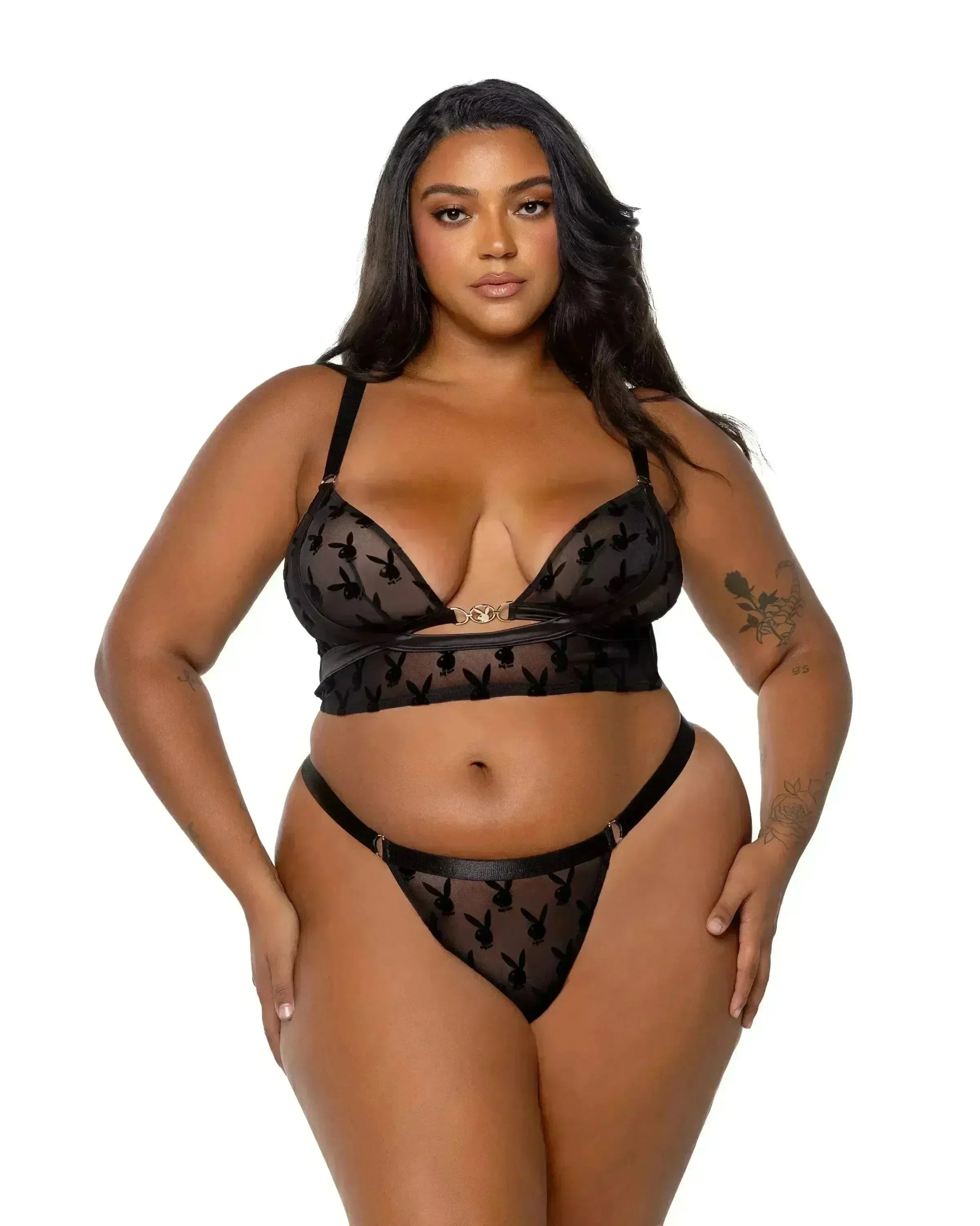 PBLI162 - Playboy Bunny Charm Bralette 2pc Set - Take A Peek