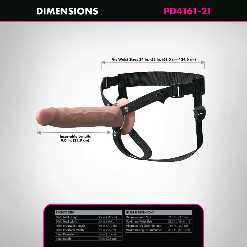 Fantasy X-Tensions Elite 9'' Silicone Hollow Strap-On - - 22.9 cm Hollow Strap-On - Take A Peek