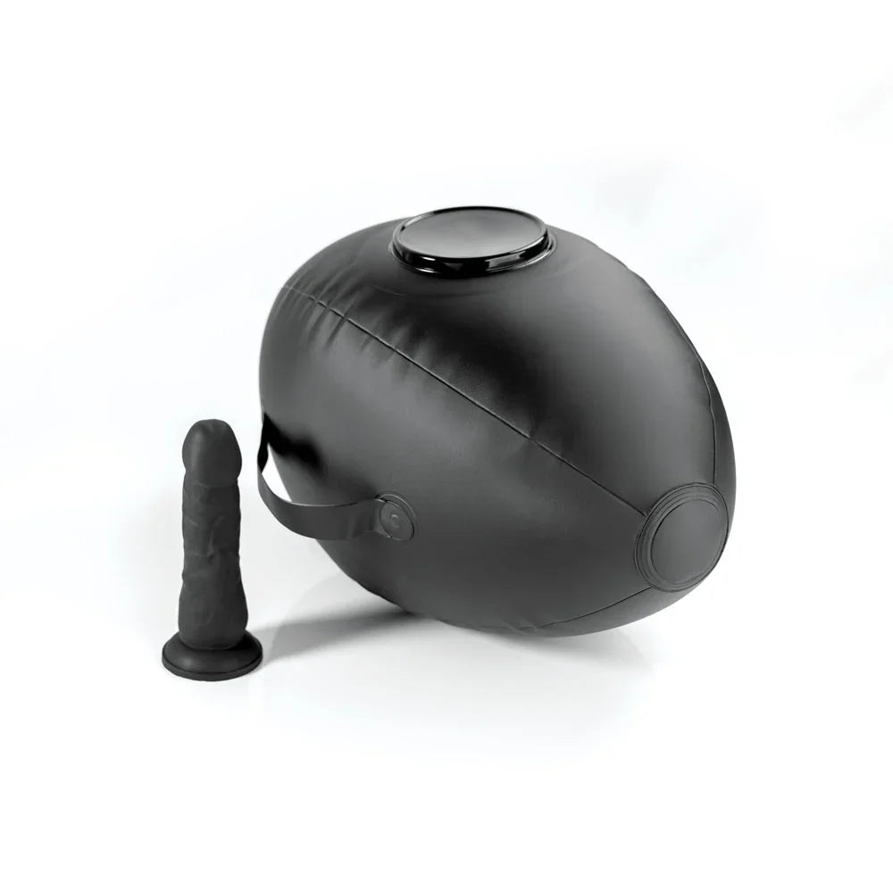 Fetish Fantasy Series Body Dock Inflatable Love Ball - Black Inflatable Cushion with Black 15.2 cm Dildo - Take A Peek
