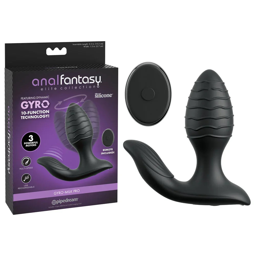 Anal Fantasy Elite Gyro-Milk Pro - - USB Rechargeable Gyrating Butt Plug - Take A Peek