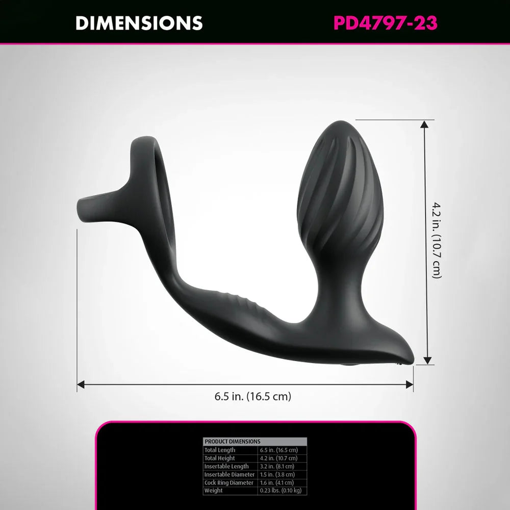 Anal Fantasy Elite Ass-Gasm Gyro-Milk Pro - USB Rechargeable Gyrating Butt Plug with Cock Ring - Take A Peek