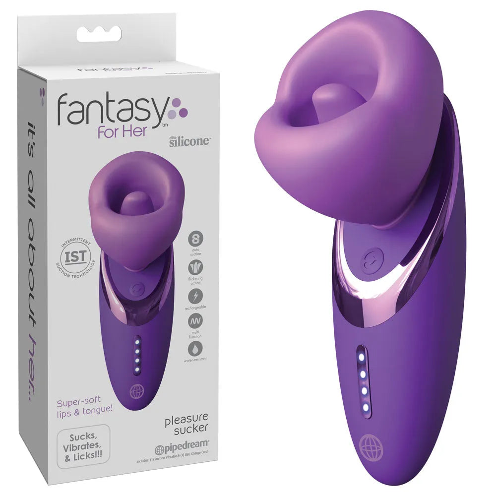 Fantasy For Her Pleasure Sucker - USB Rechargeable Sucking, Licking & Vibrating Stimulator - Take A Peek