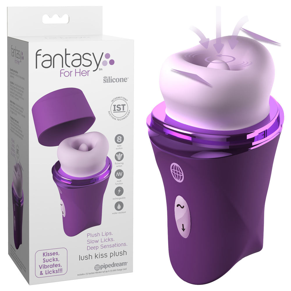 Fantasy For Her Lush Kiss Plush - - USB Rechargeable Licking & Sucking Stimulator - Take A Peek