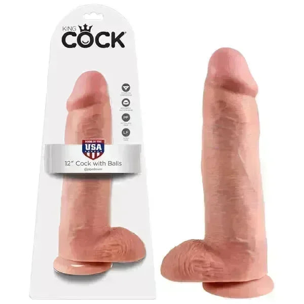 King Cock 12'' Cock With Balls - 30.5 cm (12'') Dong - Take A Peek