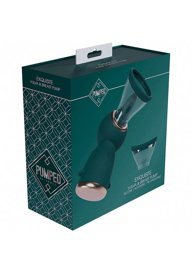 Pumped - Exquisite - Automatic - 13-Speed - Silicone - Rechargeable Vulva & Breast Pump - Forest Green - Take A Peek
