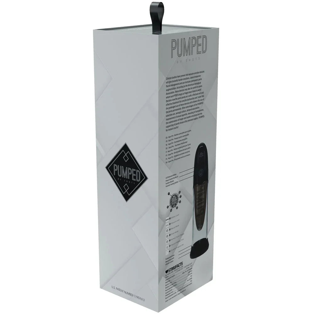 PUMPED Aqua-Pro Auto Pump - Black - Black/Clear USB Rechargeable AI-Enabled Submersible Auto Penis Pump