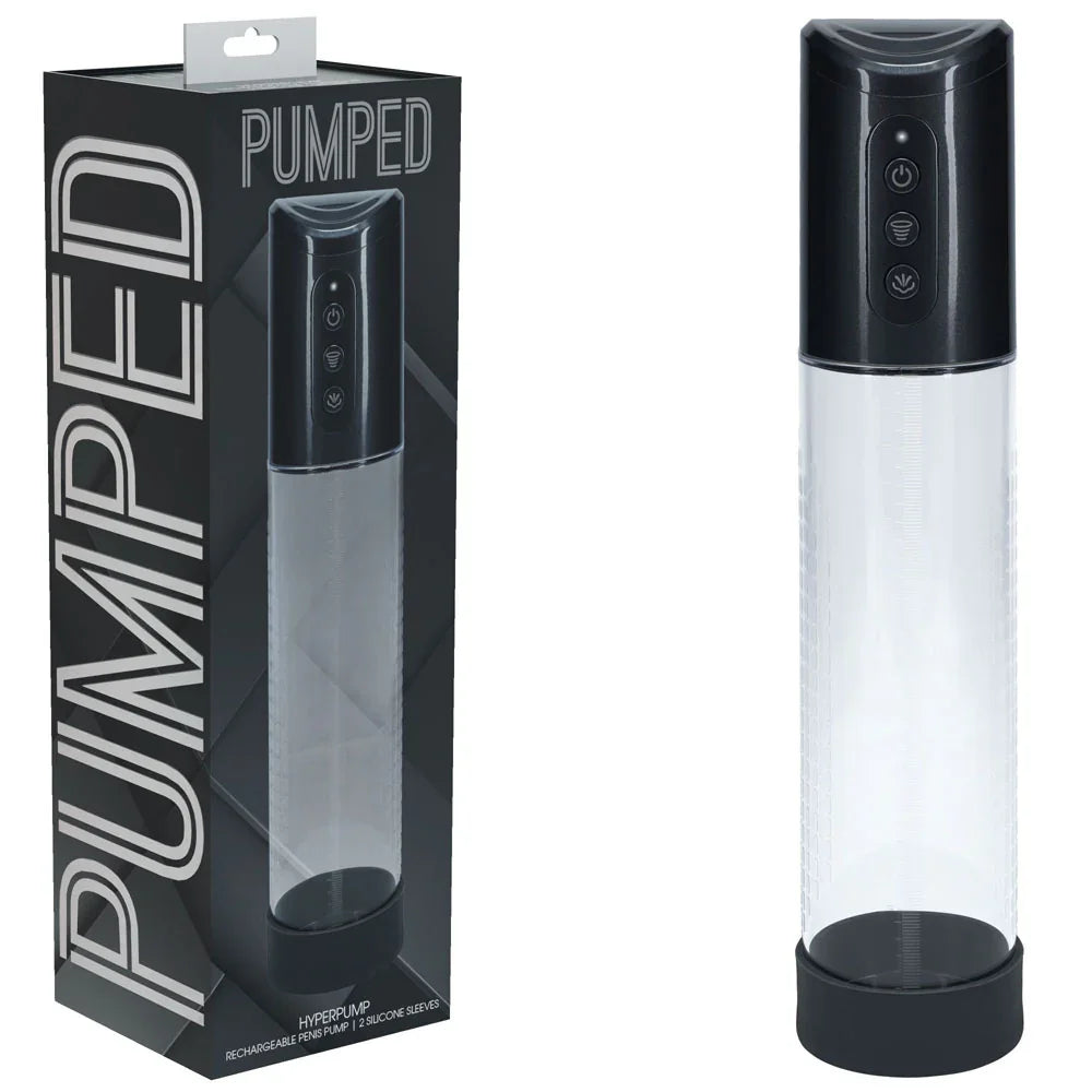 PUMPED Hyperpump Automatic Pump - Gunmetal - Gunmetal Grey USB Rechargeable Auto Penis Pump - Take A Peek