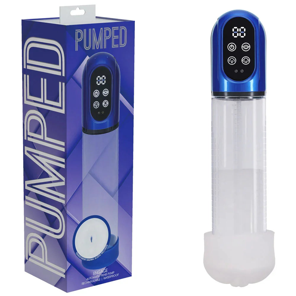 PUMPED Engage Automatic Penis Pump - - Metallic USB Rechargeable Auto Penis Pump - Take A Peek