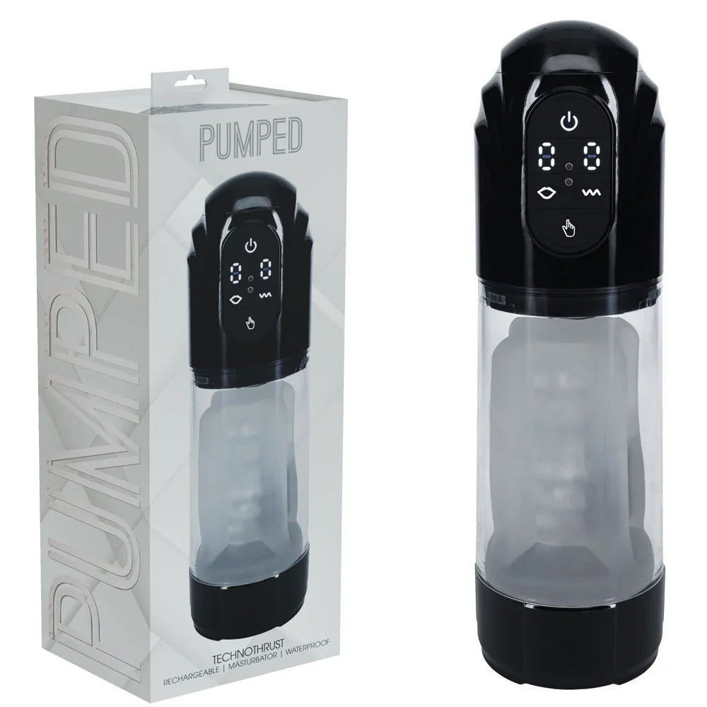 PUMPED TechnoThrust Auto Masturbator - /Clear USB Rechargeable Auto Maturbator - Take A Peek
