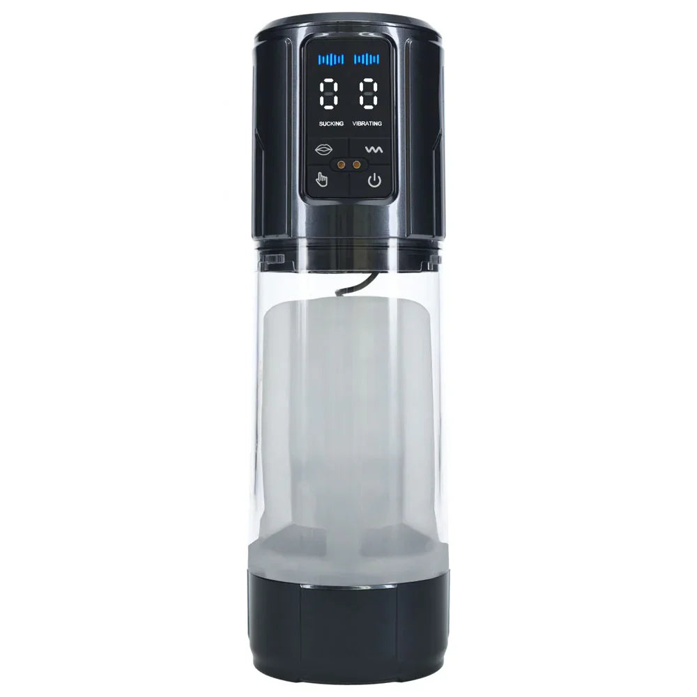 PUMPED UltraLift Automatic Masturbator - Gunmetal Grey/Clear USB Rechargeable Auto Masturbator - Take A Peek