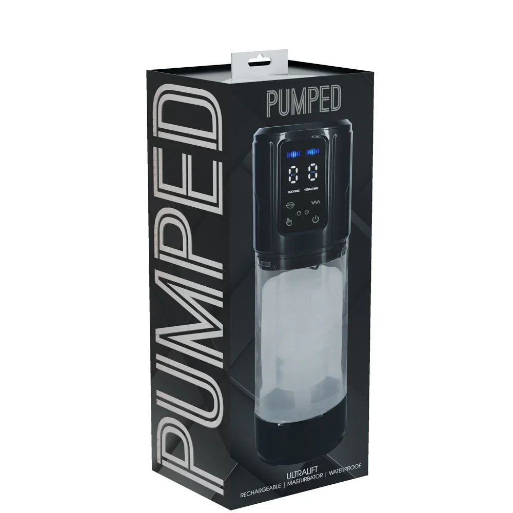 PUMPED UltraLift Automatic Masturbator - Gunmetal Grey/Clear USB Rechargeable Auto Masturbator - Take A Peek