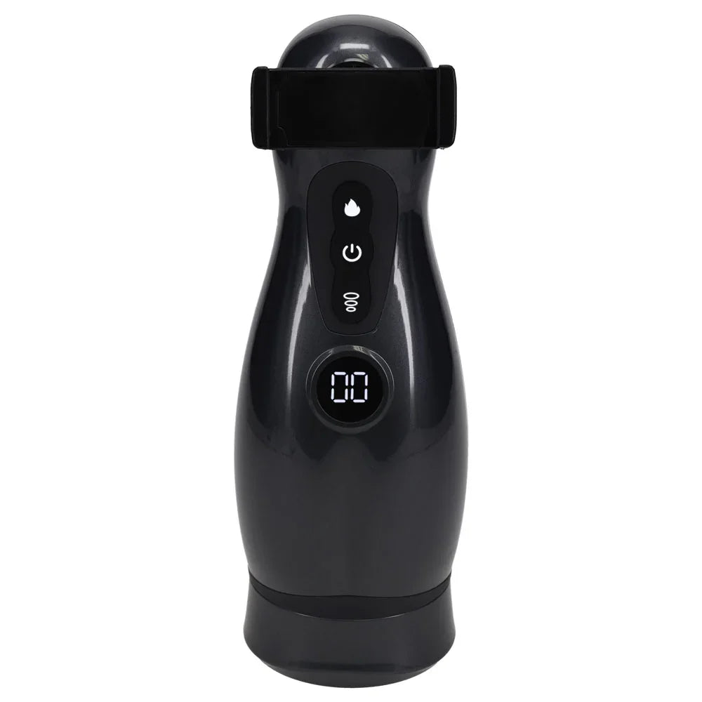 PUMPED Virtuo - Gunmetal - Gunmetal Grey/Clear USB Rechargeable Sucking And Vibrating Auto Masturbator - Take A Peek