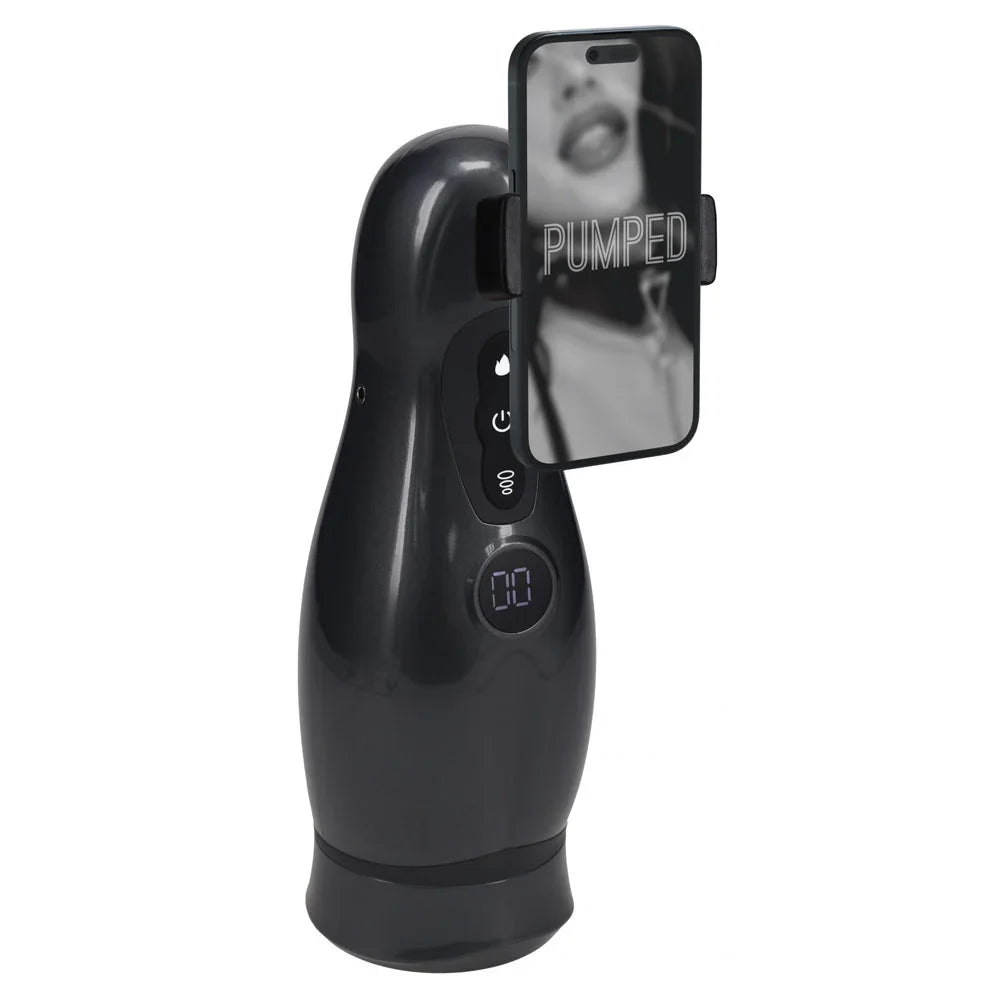 PUMPED Virtuo - Gunmetal - Gunmetal Grey/Clear USB Rechargeable Sucking And Vibrating Auto Masturbator - Take A Peek