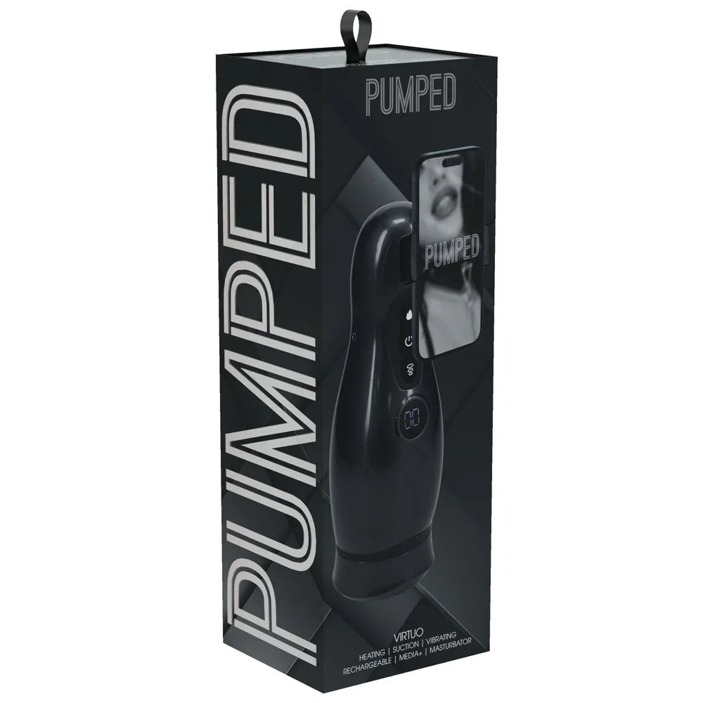 PUMPED Virtuo - Gunmetal - Gunmetal Grey/Clear USB Rechargeable Sucking And Vibrating Auto Masturbator - Take A Peek