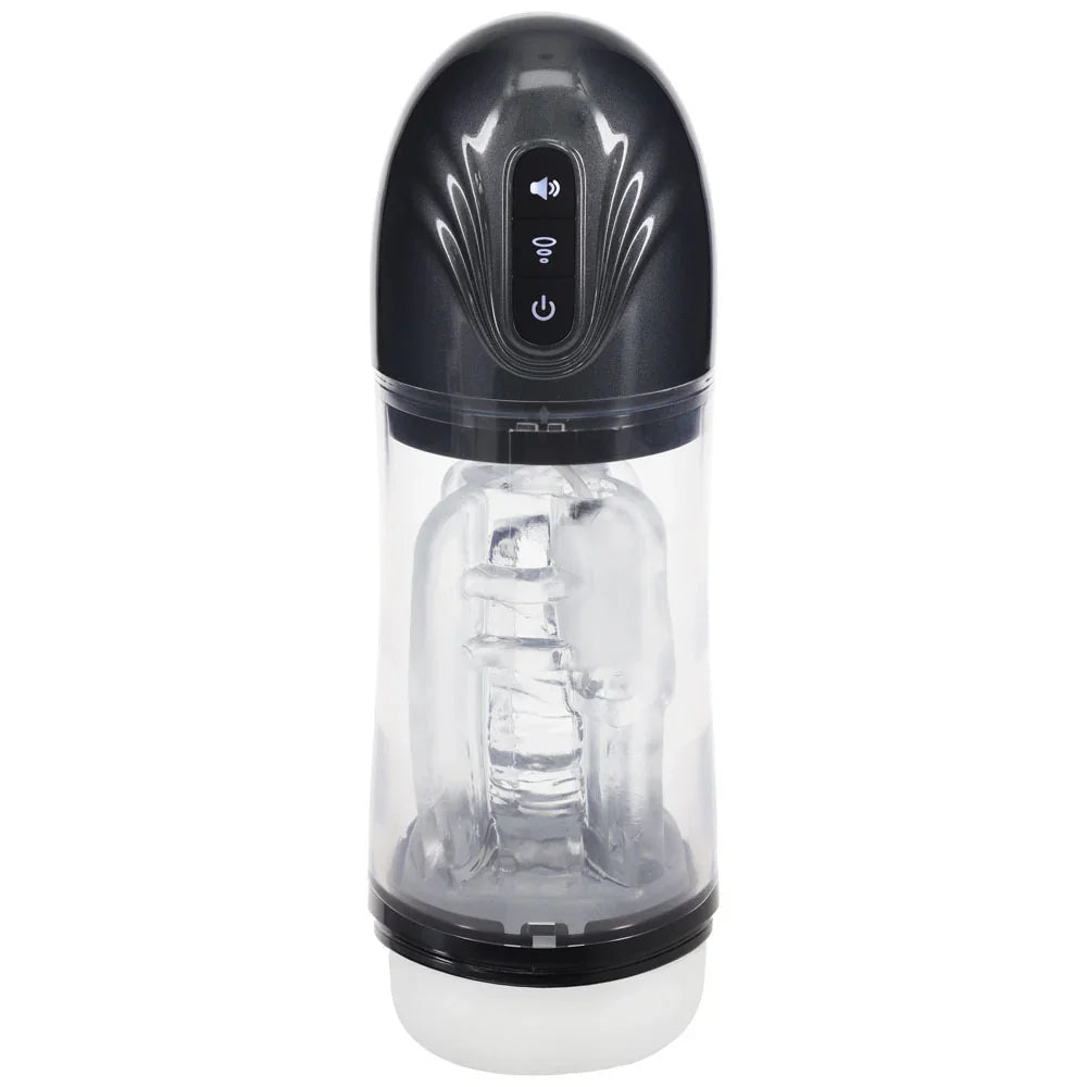 PUMPED SonicPull - Gunmetal - Gunmetal Grey/Clear USB Rechargeable Sucking And Vibrating Auto Masturbator - Take A Peek