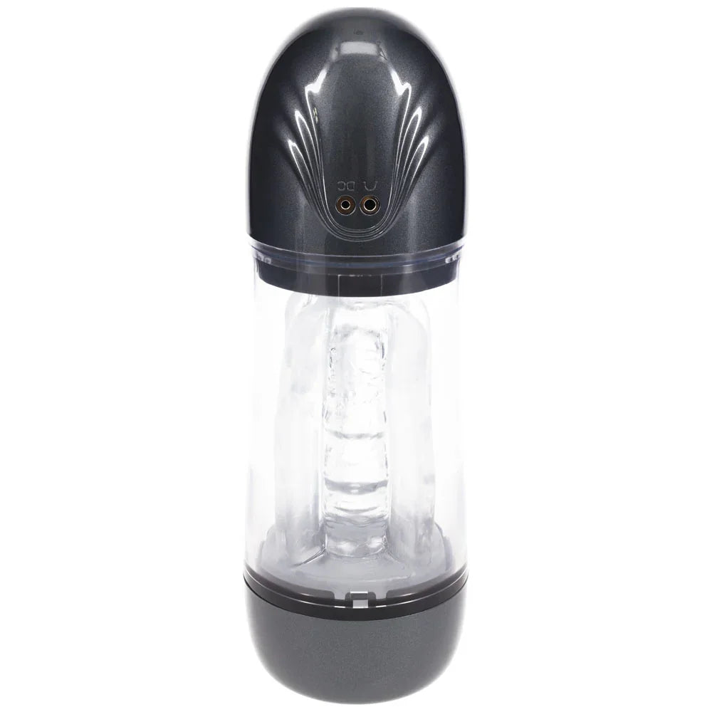 PUMPED SonicPull - Gunmetal - Gunmetal Grey/Clear USB Rechargeable Sucking And Vibrating Auto Masturbator - Take A Peek