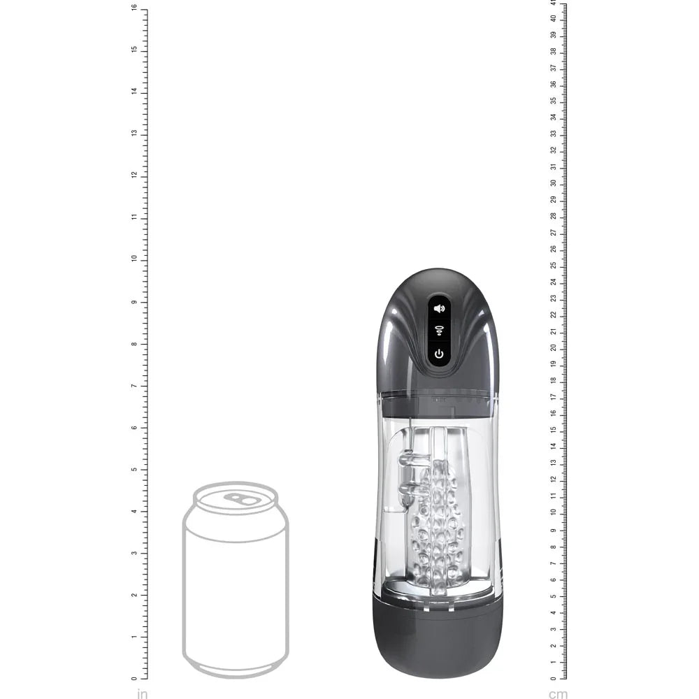 PUMPED SonicPull - Gunmetal - Gunmetal Grey/Clear USB Rechargeable Sucking And Vibrating Auto Masturbator - Take A Peek