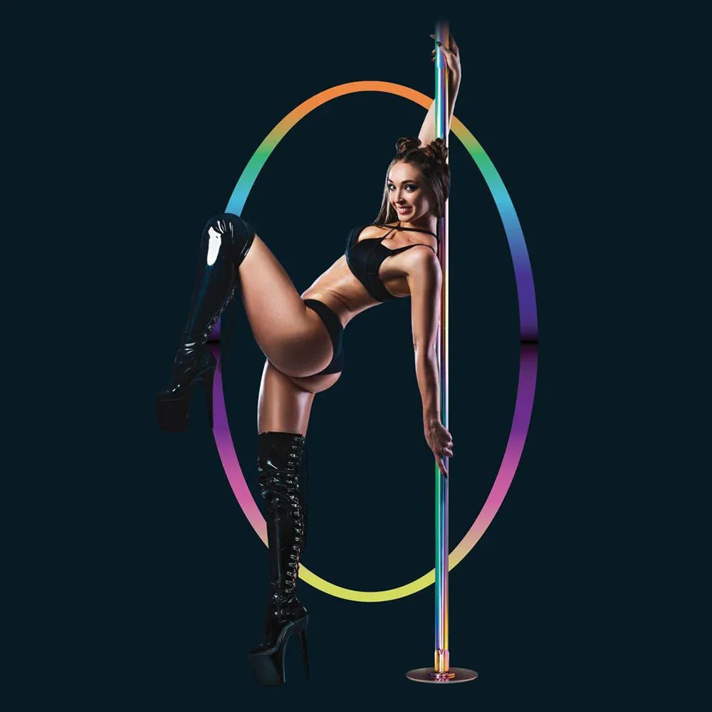 Power Pole Pro - Rainbow - Rainbow Chrome Dance Pole Kit - Take A Peek