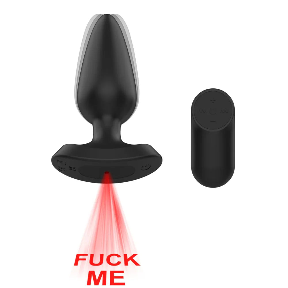 Passion Play Fuck ME Vibrating Anal Plug - 13.5 cm USB Rechargeable Vibrating Anal Plug with Laser Fuck Me Light - Take A Peek