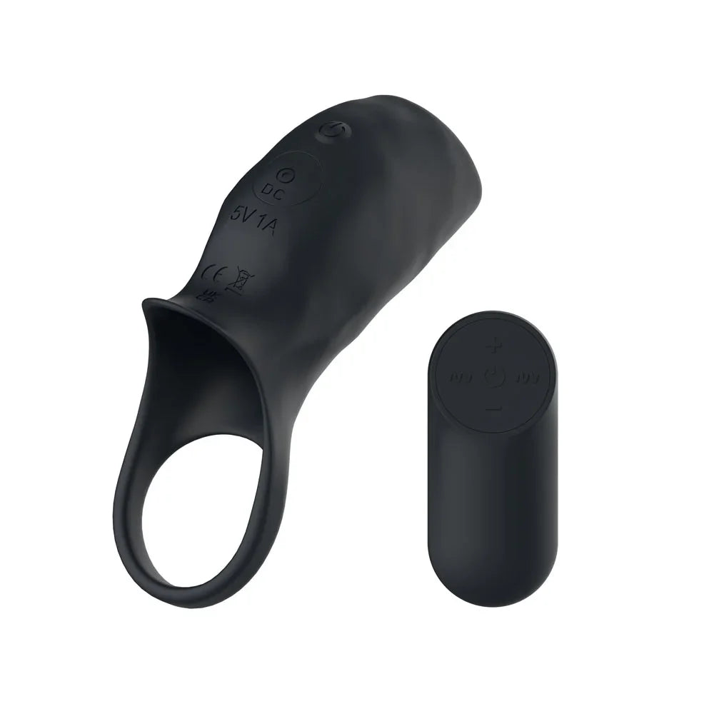 Passion Play Vibrating Cockring Sleeve - USB Rechargeable Vibrating Penis Sleeve with Wireless Remote - Take A Peek